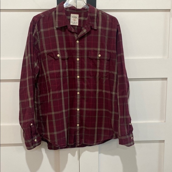 Fossil Red Plaid Men's Shirt - Picture 1 of 3